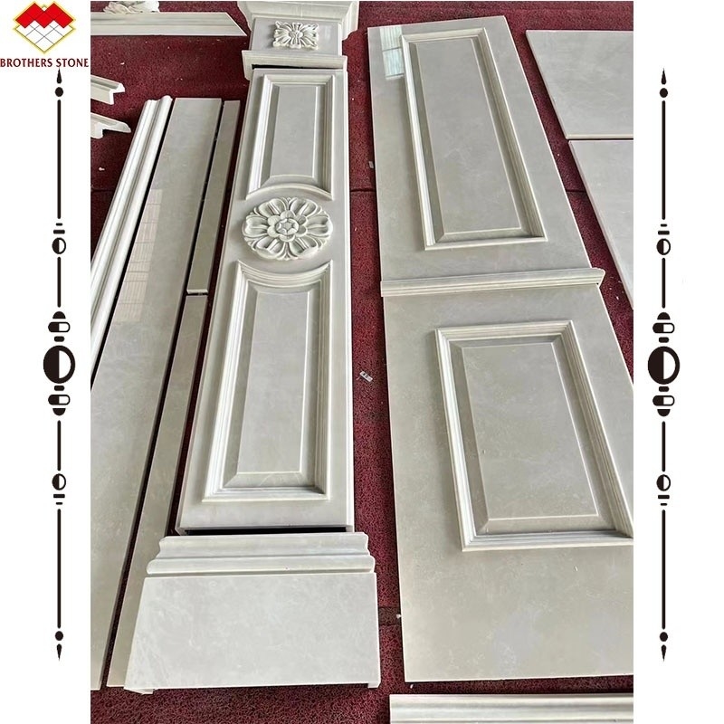 Pannello di muro in marmo beige chiaro e colonna di intaglio in marmo per il display di sfondo moderno