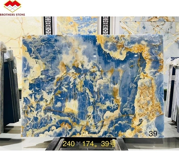 Pietra blu-oro-onice, lastre di marmo traslucido naturale per il televisore