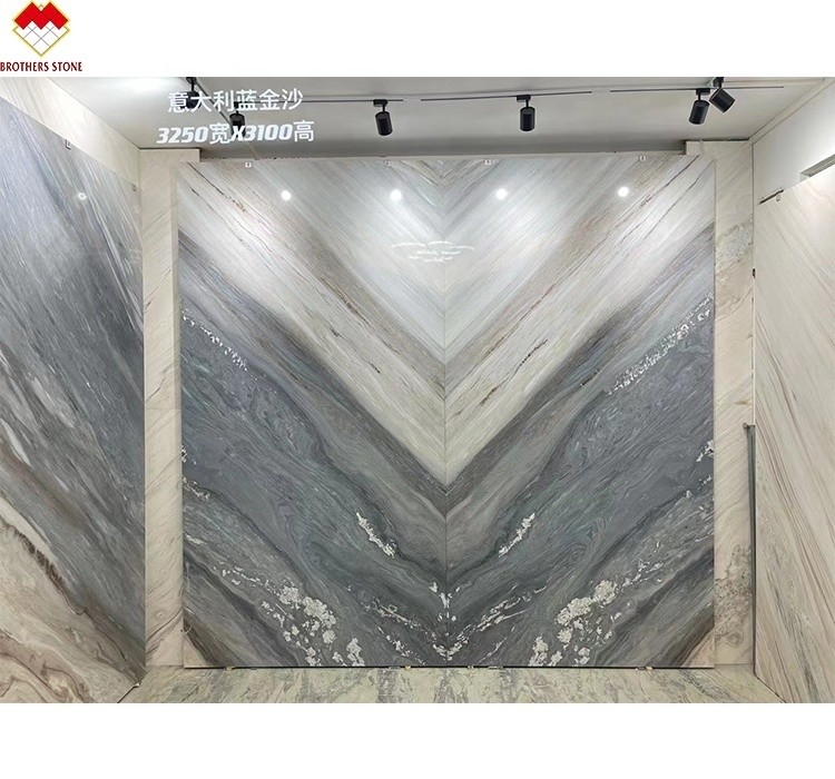 Grandi lastre di pietra in forma di palissandro marmo blu per copertura di pareti e pavimenti di appartamenti