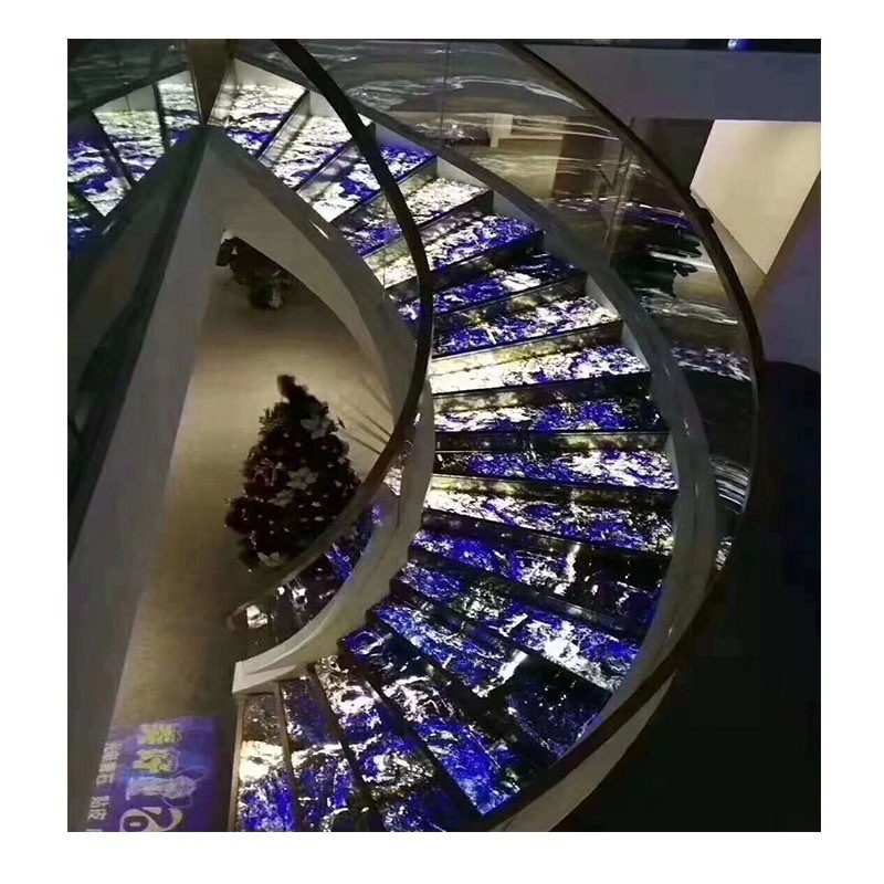 Unico blu Onyx retroilluminazione Scala Riser Balustrade per 8-30mm Spessore Arc Scale