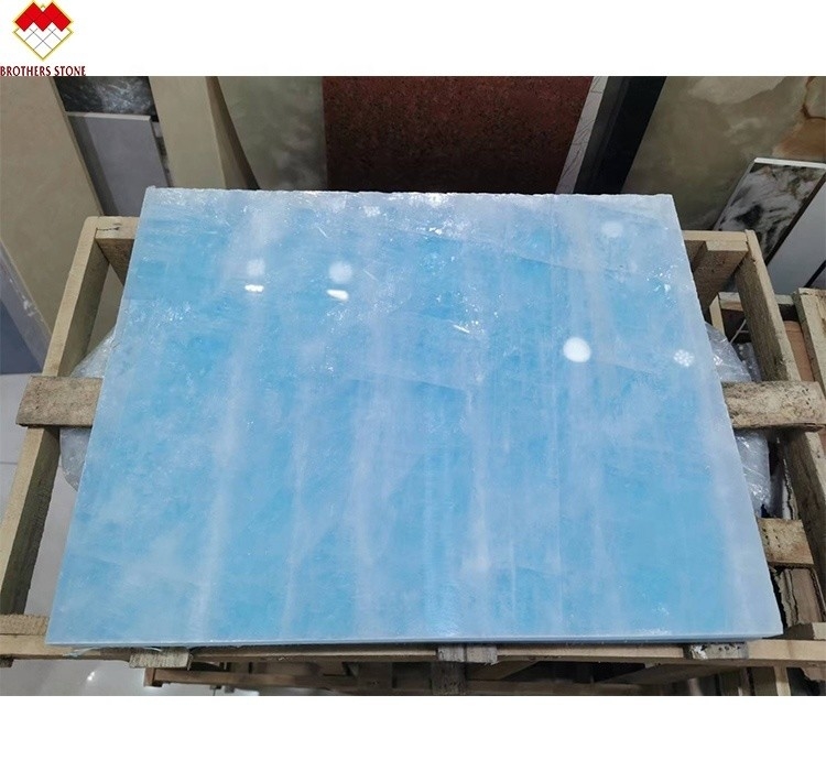 Piastrelle di pietra di onice blu di giada trasparente per pareti e pavimenti