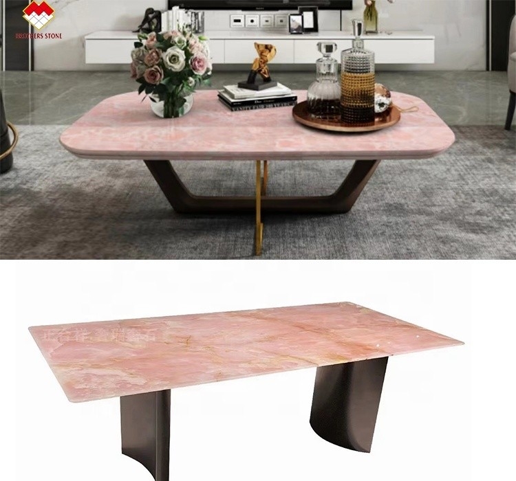 Grandi lastre di pietra rosa onice trasparente rosa sottile rosa giada quarzo per il pavimento della parete della villa