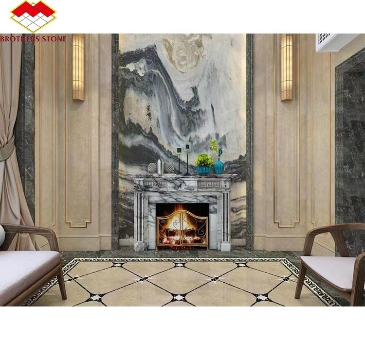 Moderno Mini Manifattura Manto Arte Scultura Arcata Francese New York Marmo Interiore profumato Neve prugna camino Circondare
