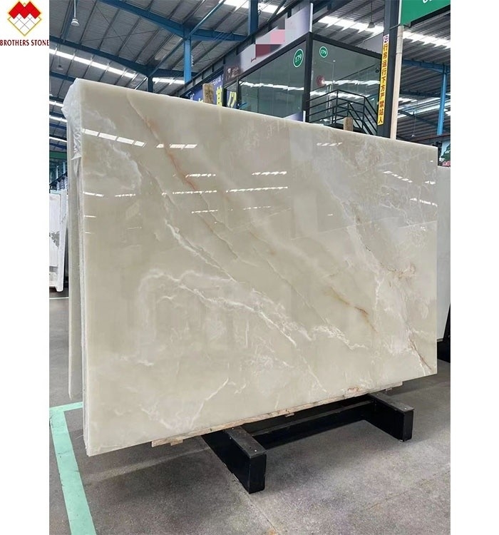 Slab di marmo di onice bianco reale retroilluminato per tavolo personalizzabile, bancone e pannello di parete